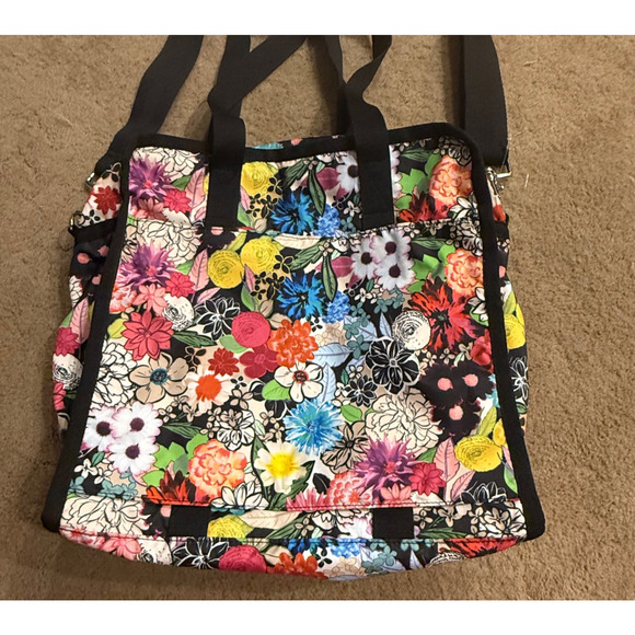 NWT LeSportsac Gabrielle Box Tote, Floral Delight Suitcase Sleeve Adj Strap - Picture 2 of 14